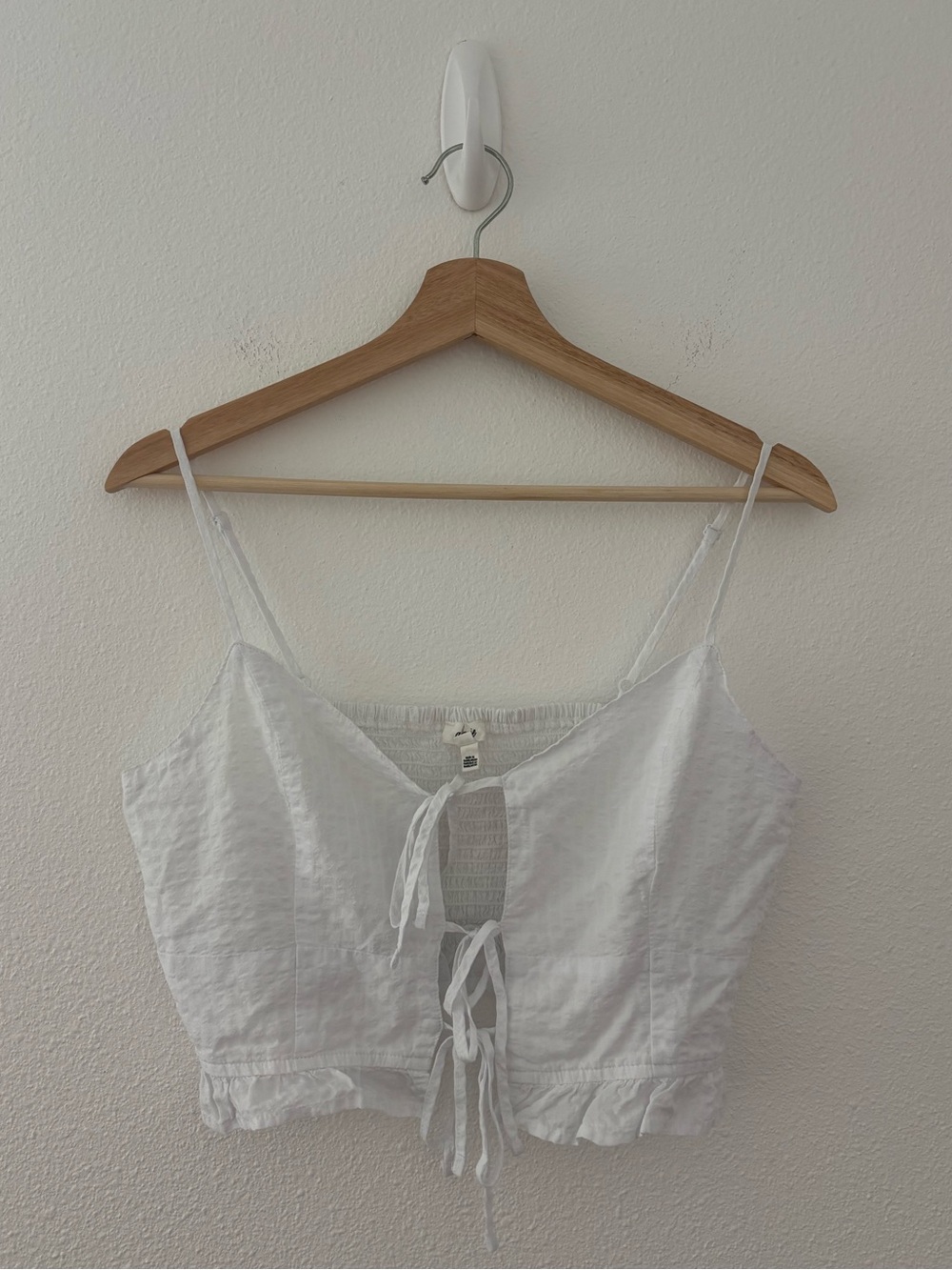 Aerie white crop top with front tie details
